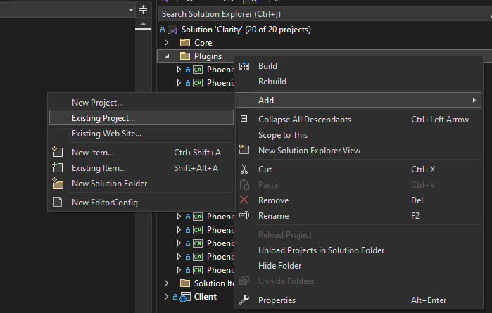 Visual Studio - Add Existing Project