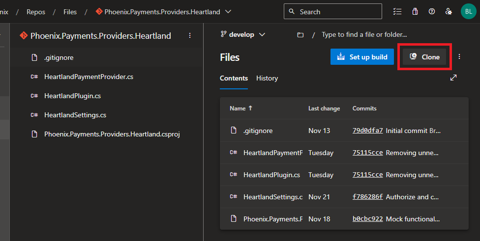 Azure DevOps Clone button